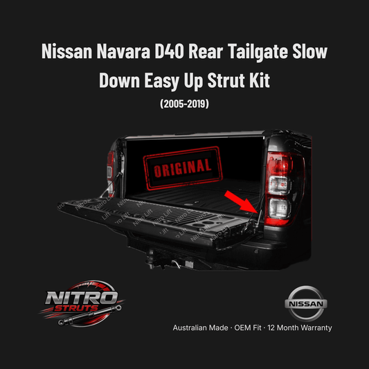 Nissan Navara D40 Rear Tailgate Slow Down Easy Up Strut Kit 2005-2019 — Nitro Struts