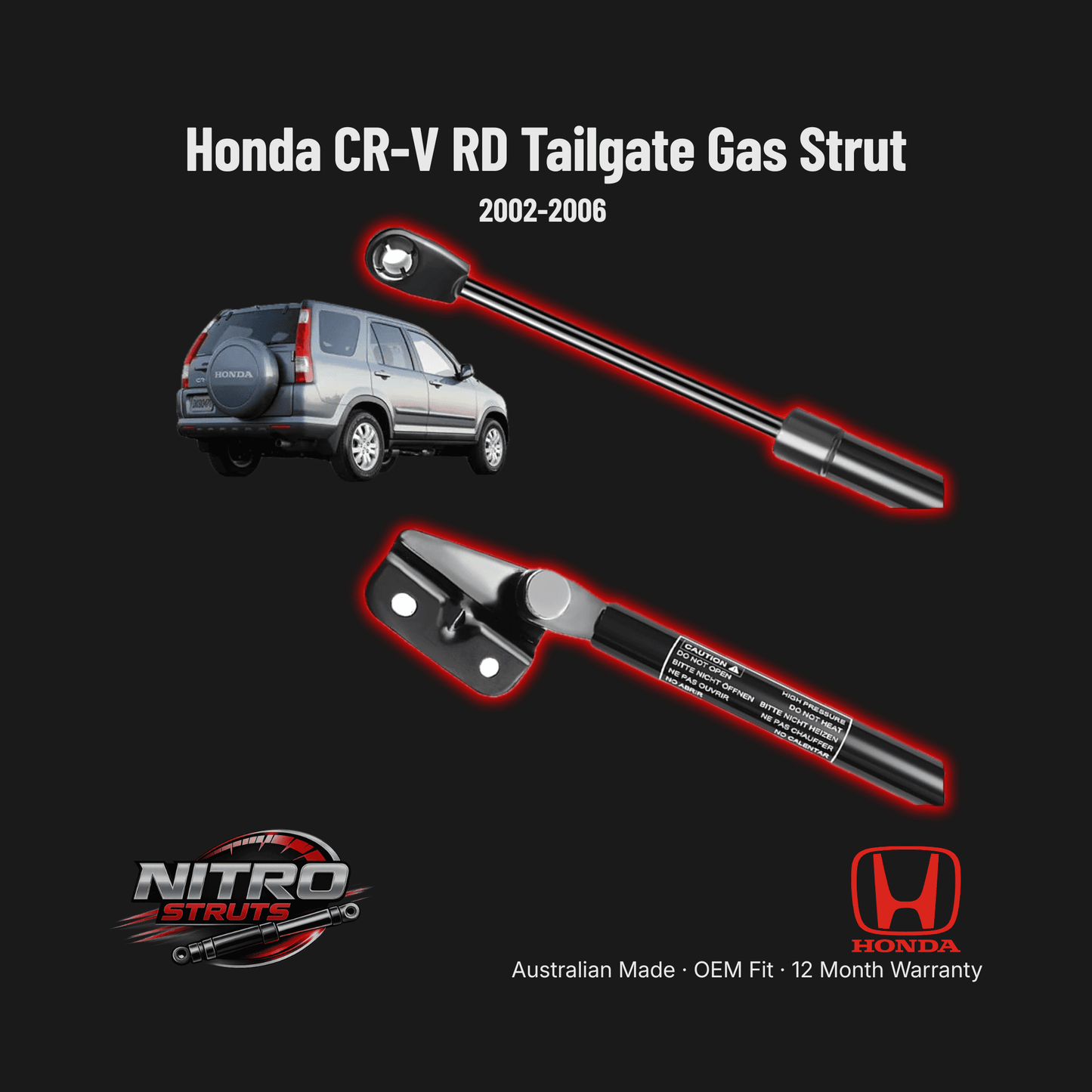 Honda CR-V RD Tailgate Gas Strut 2002-2006 550mm (Single) — Nitro Struts