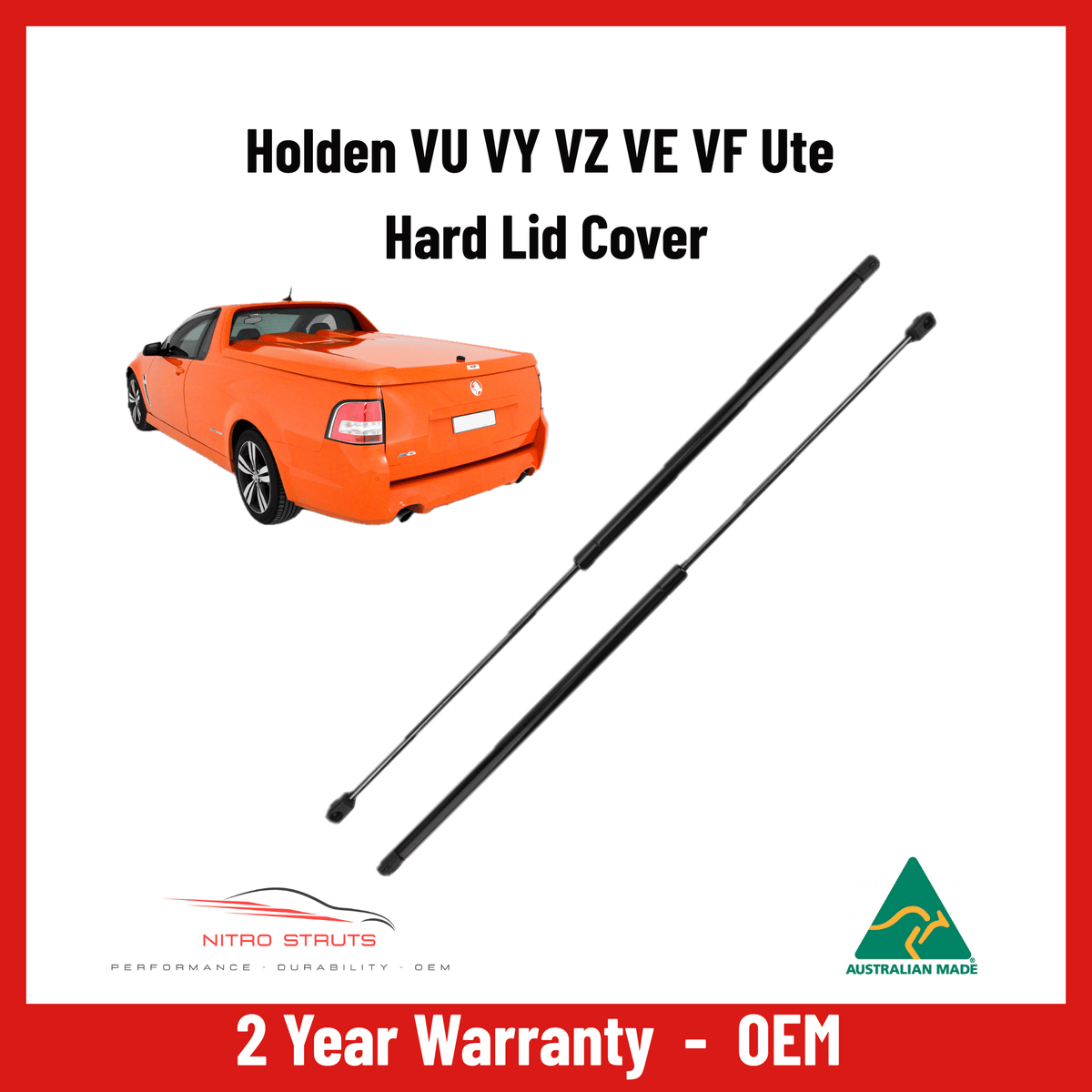 Holden VU VY VZ VE VF Ute Hard Lid Cover Gas Struts 700mm (Pair) — Nitro Struts