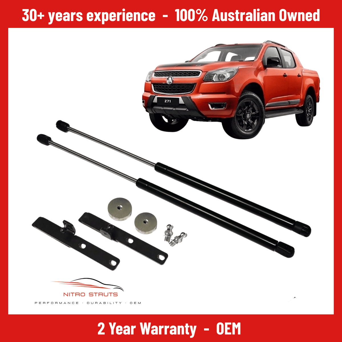 Holden RG Colorado Bonnet Gas Struts Dampers 2012-2018 (Pair) — Nitro Struts