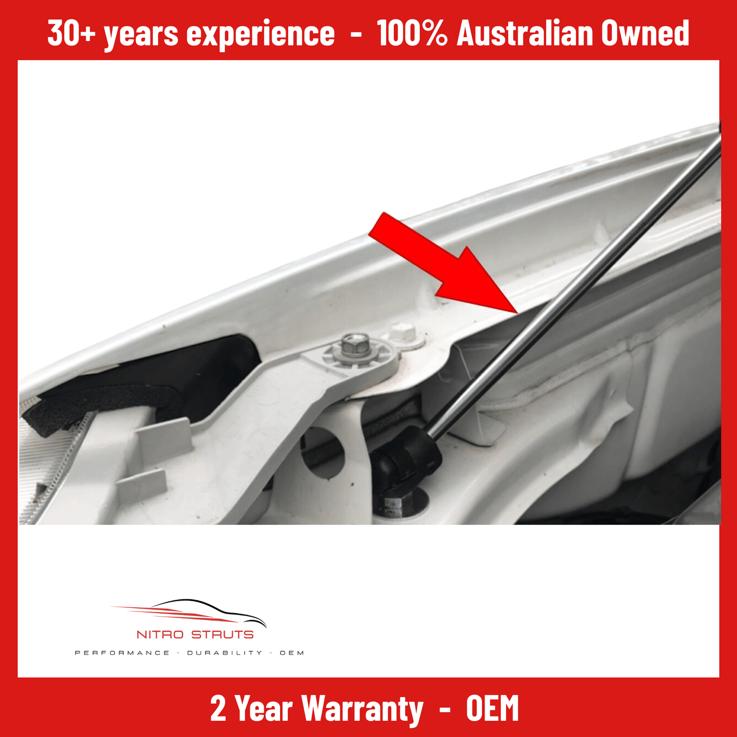 Holden RG Colorado Bonnet Gas Struts Dampers 2012-2018 (Pair) — Nitro Struts