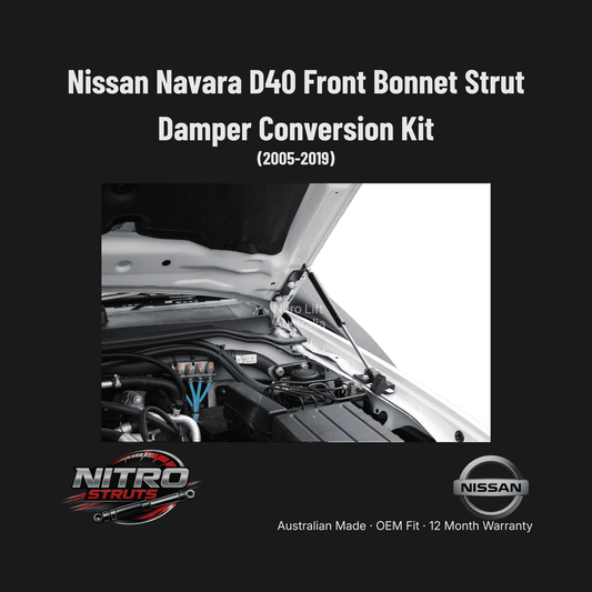 Nissan Navara D40 Front Bonnet Strut Damper Conversion Kit — Nitro Struts
