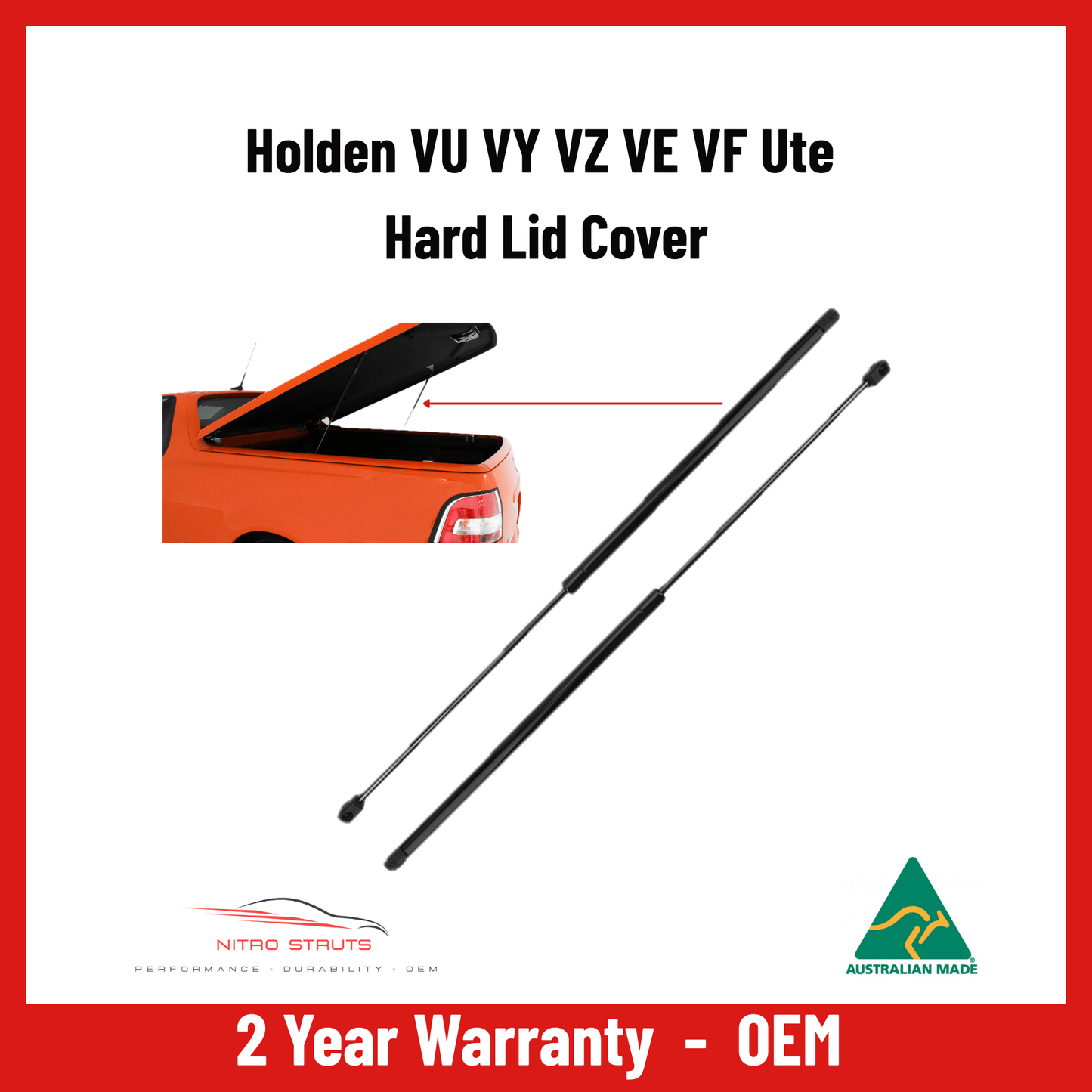 Holden VU VY VZ VE VF Ute Hard Lid Cover Gas Struts 700mm (Pair) — Nitro Struts