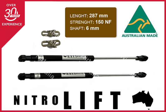 Camper Trailer Caravan Canopy Gas Struts 287mm 150N 6mm Shaft (Pair)