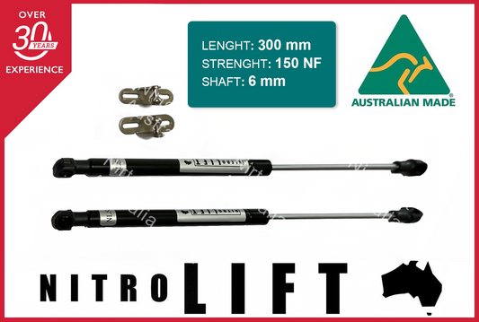 Camper Trailer Caravan Canopy Gas Struts 300mm 150N 6mm Shaft (Pair)