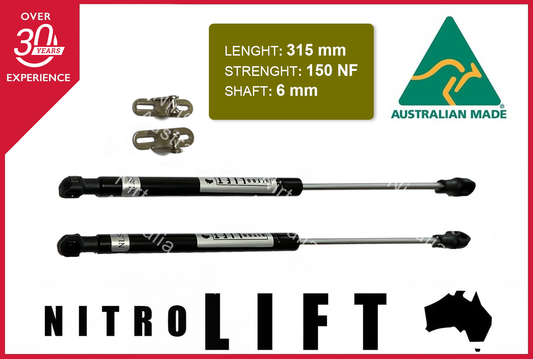 Camper Trailer Caravan Canopy Gas Struts 315mm 150N 6mm Shaft (Pair)