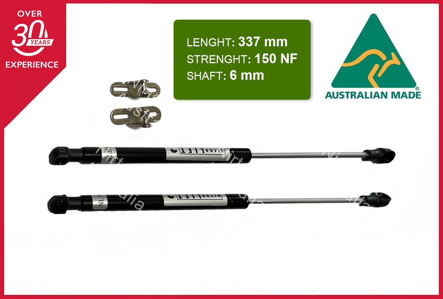 Camper Trailer Caravan Canopy Gas Struts 337mm 150N 6mm Shaft (Pair)