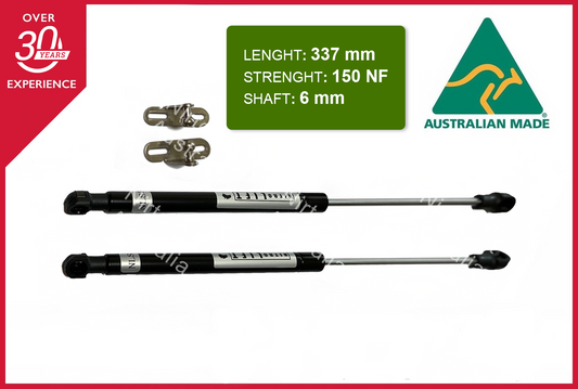 Camper Trailer Caravan Canopy Gas Struts 337mm 150N 6mm Shaft (Pair)