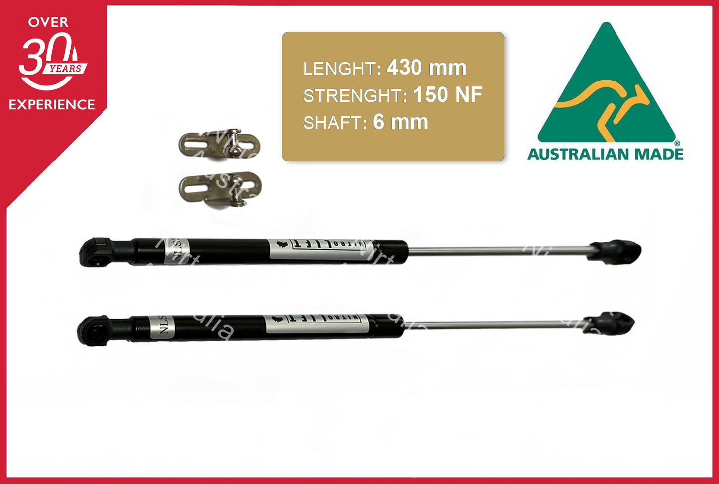 Camper Trailer Caravan Canopy Gas Struts 430mm 80N 6mm Shaft (Pair)