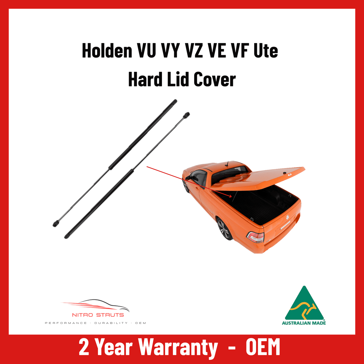 Holden VU VY VZ VE VF Ute Hard Lid Cover Gas Struts 700mm (Pair) — Nitro Struts