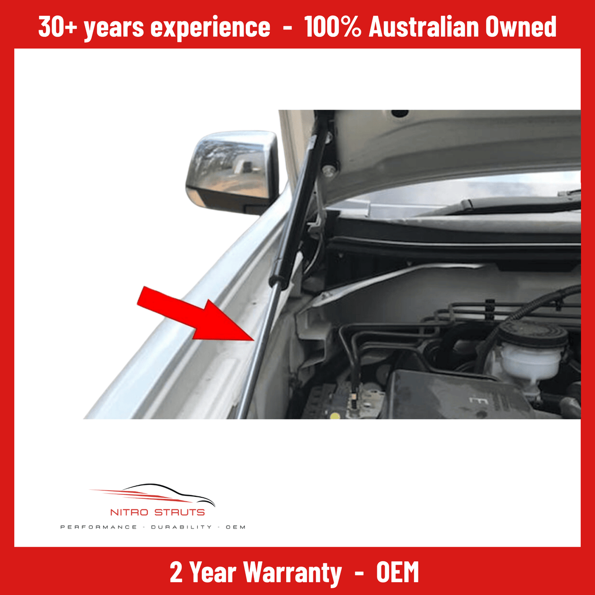 Holden RG Colorado Bonnet Gas Struts Dampers 2012-2018 (Pair) — Nitro Struts