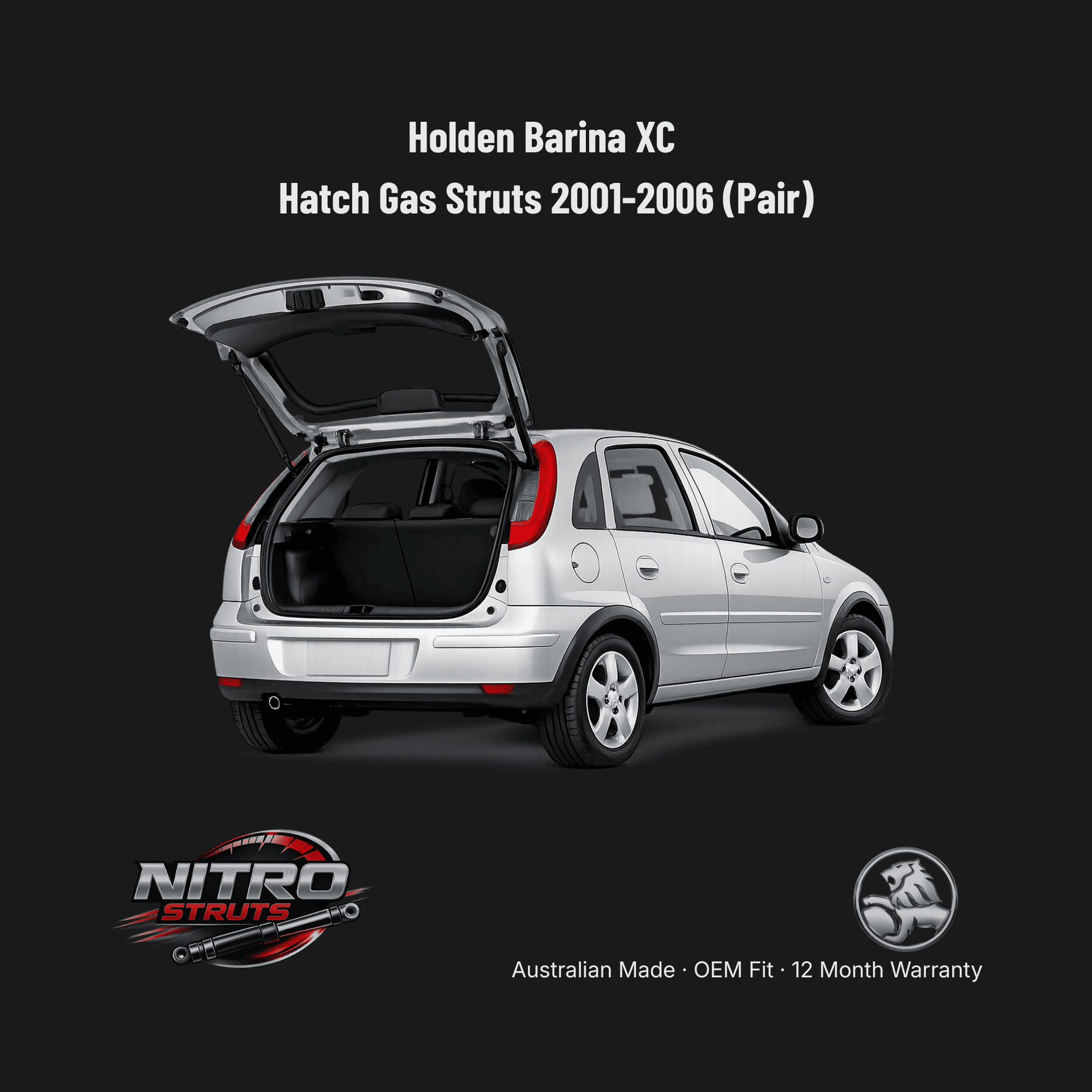 Holden Barina XC Hatch Gas Struts 2001-2006 (Pair)