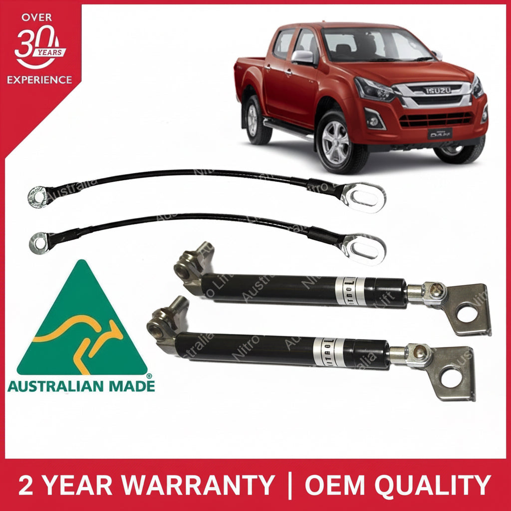 Isuzu D-Max DMax Rear Tailgate Slow Down Easy Up Strut Kit + Cables 2012-2019 (Pair)