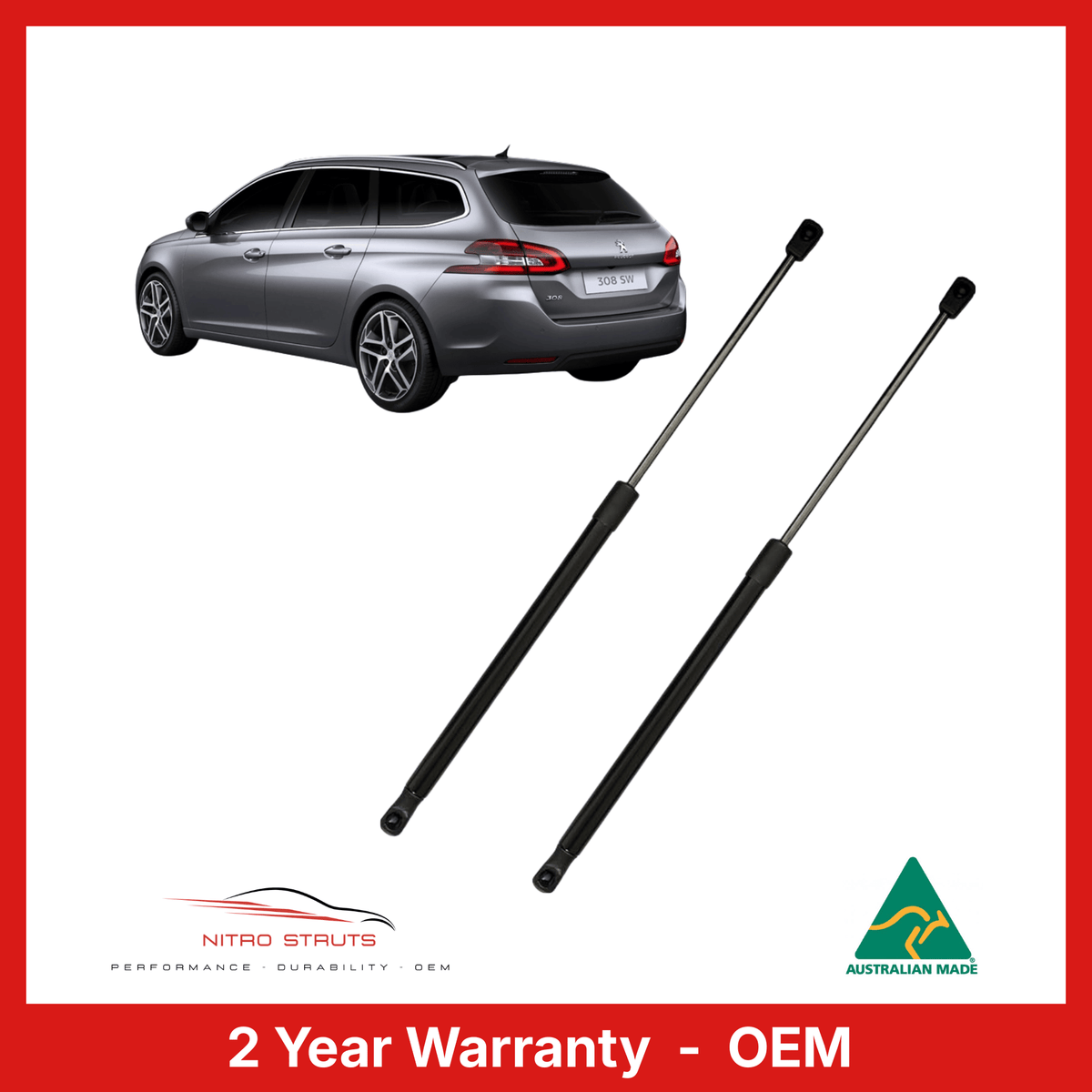 Peugeot 308 Station Wagon Rear Tailgate Gas Struts 2007-2019 (Pair) — Nitro Struts